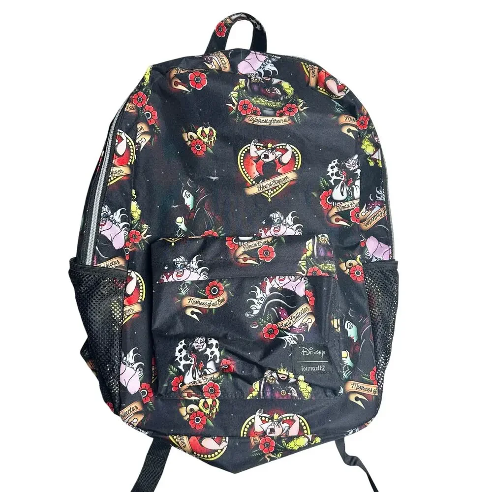 Disney x Loungefly | Unisex | Disney Villains Tattoo Art Black Backpack | OS